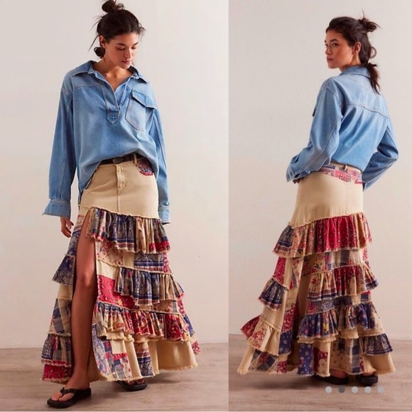 🆕 Free People Harvest Moon Maxi in Americana Combo - Picture 2 of 16